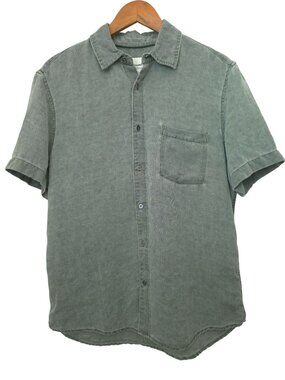 Thom Aaron Sage-Green Short Sleeve Linen Blend Button-Up Shirt Men's Size M